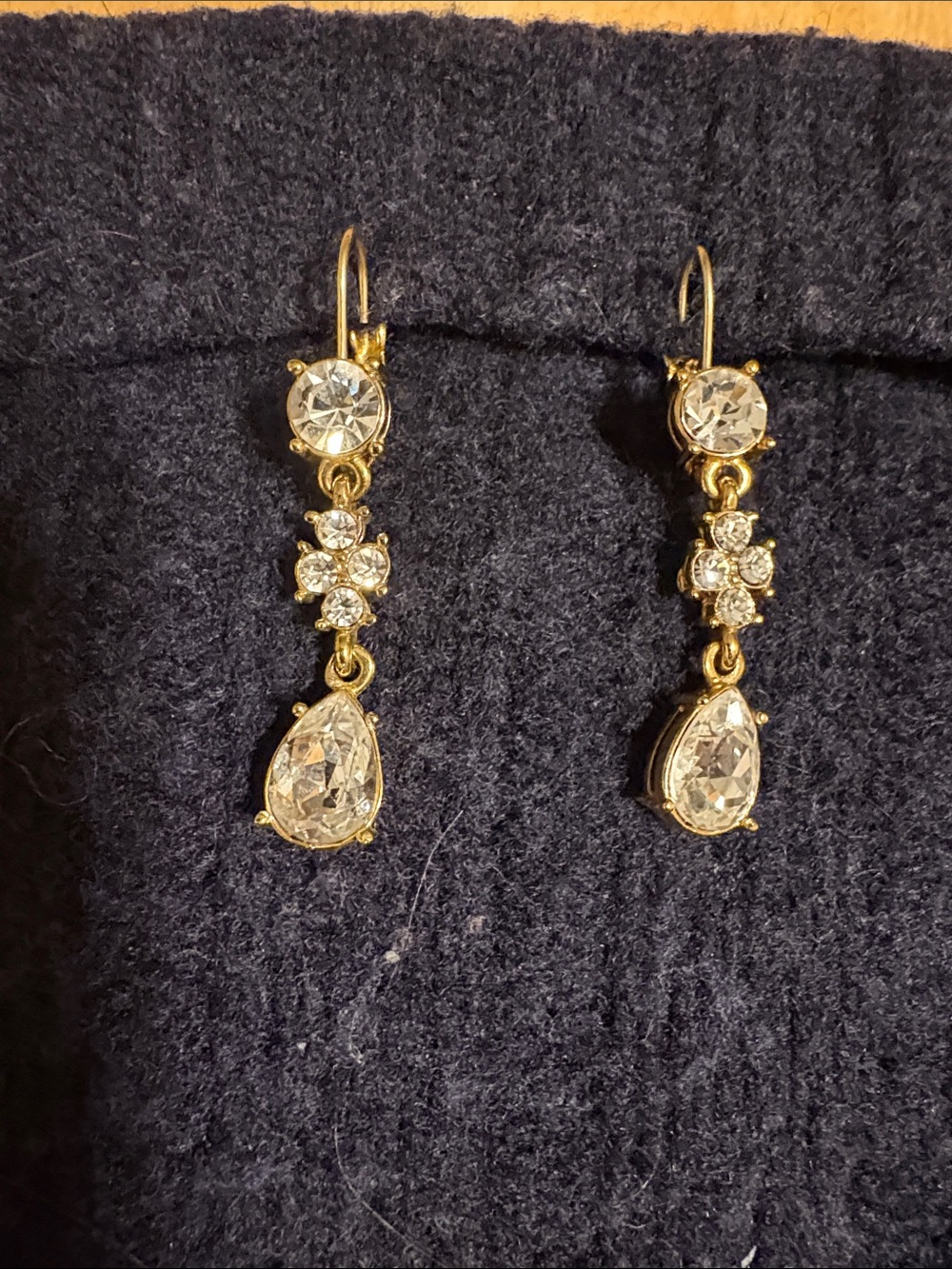 Gold-Tone Clear Crystal Drop Earrings - Women Jewelry